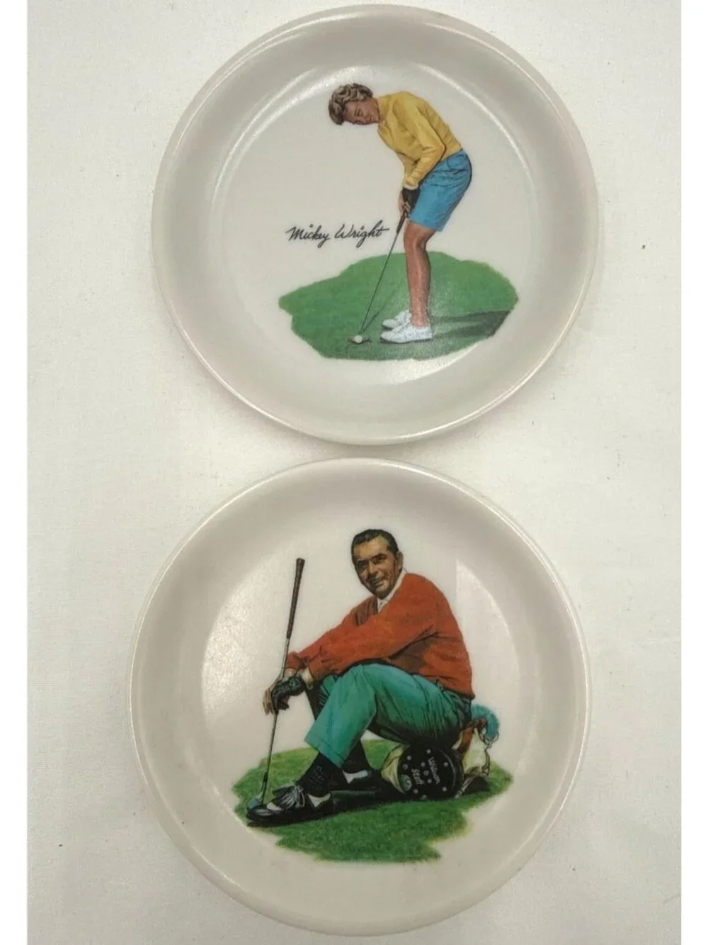 Vtg Wilson Golf Coasters Golfer Illustrations Set Of 2 Retro Sports Decor 3.5-In